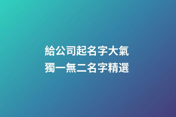 給公司起名字大氣 獨一無二名字精選-第1張-公司起名-玄機派
